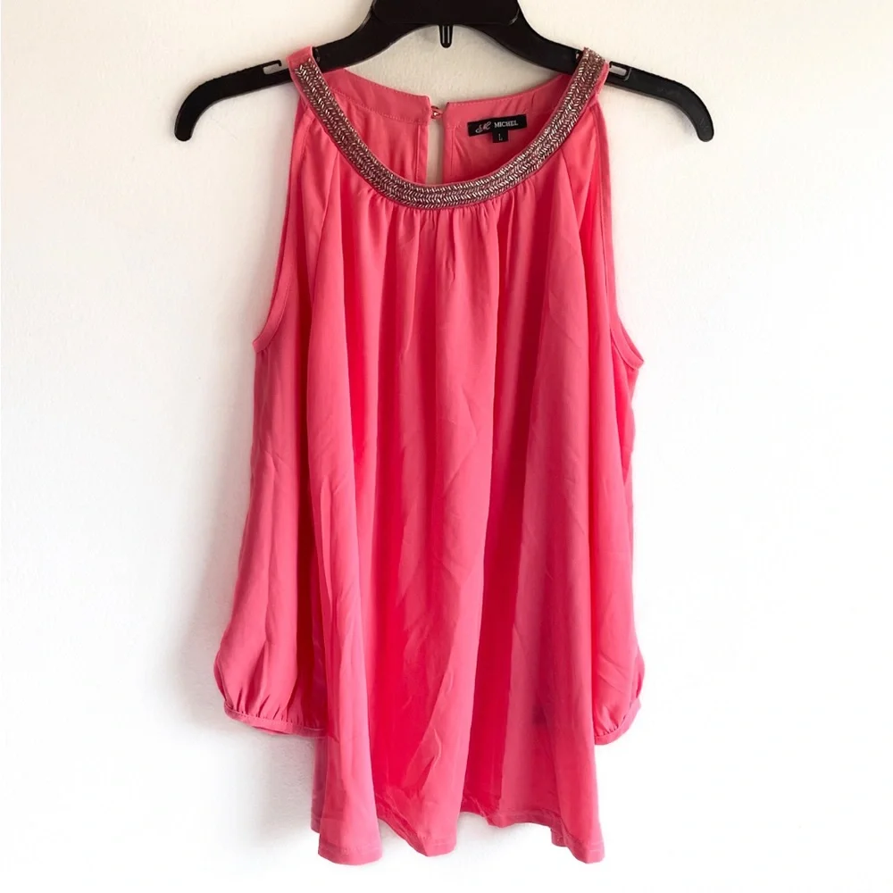 Michel Coral Open Shoulder Dressy Top - Picture 4 of 9
